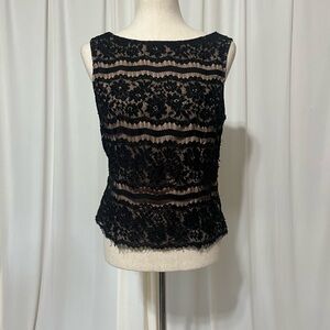 JS Boutique Black Beaded Lace Blouse